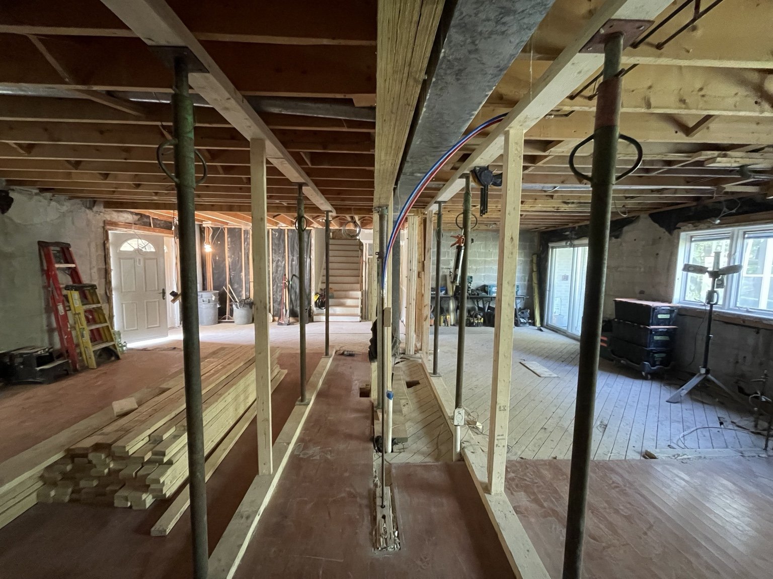 Work underway in the existing house.
