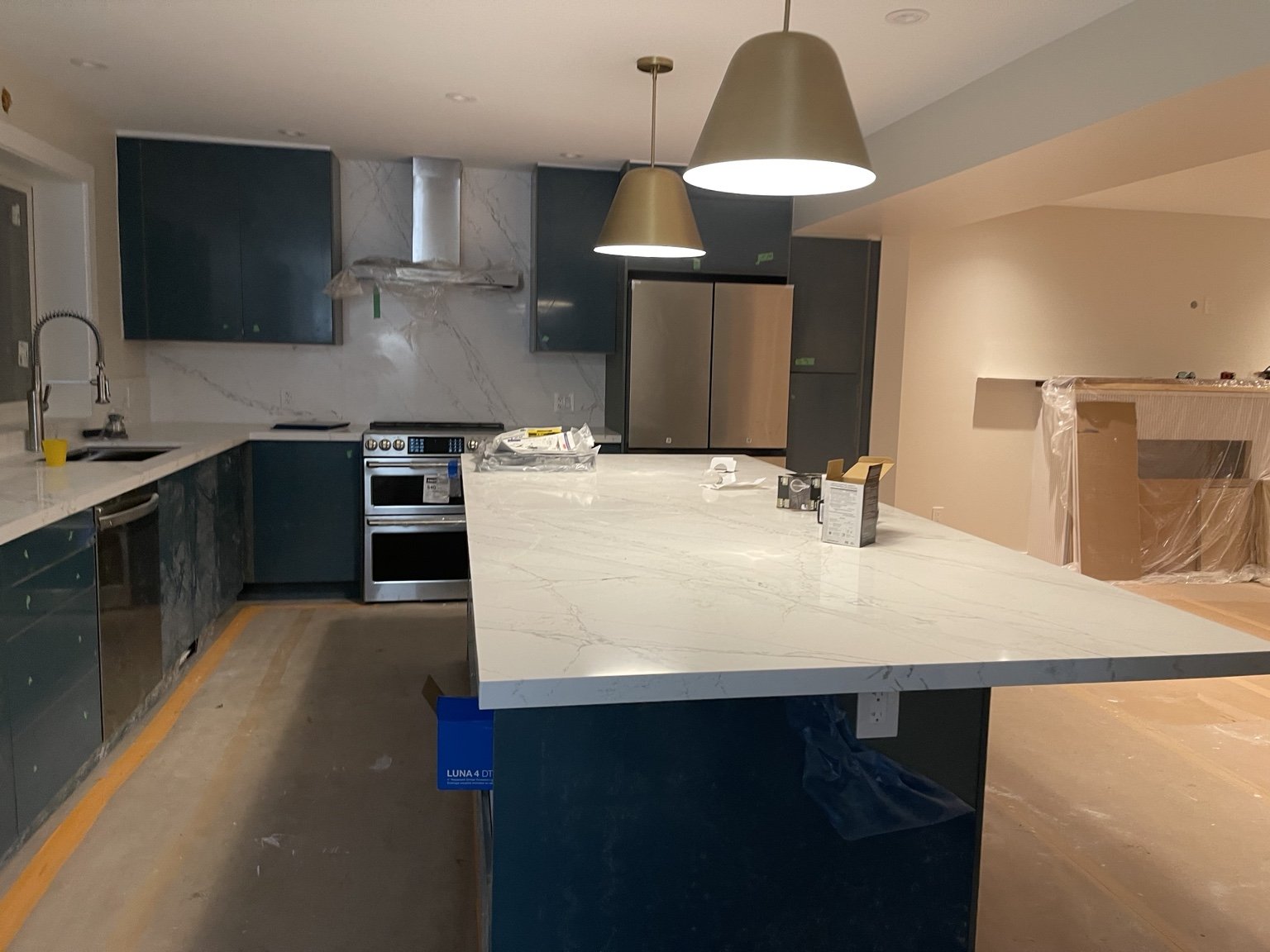 Kitchen progress photographed before the final finishing touches.